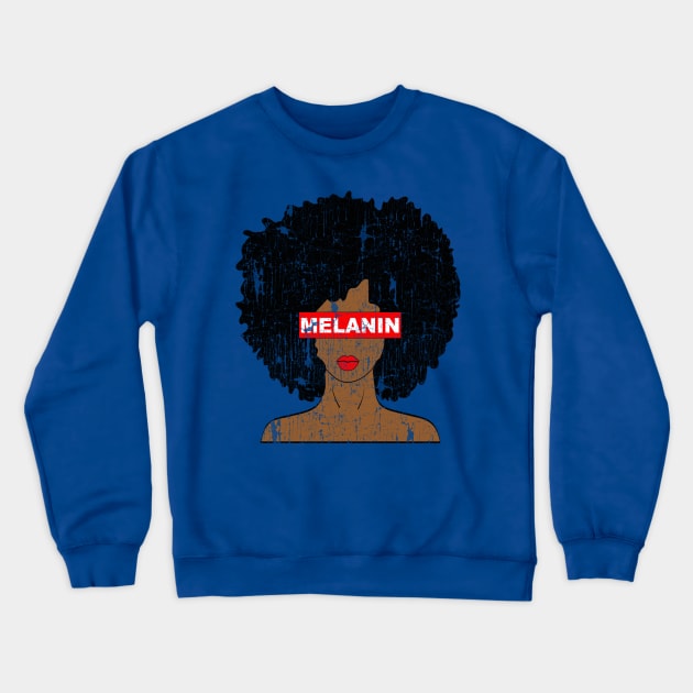 Melanin Afro Woman Crewneck Sweatshirt by blackartmattersshop